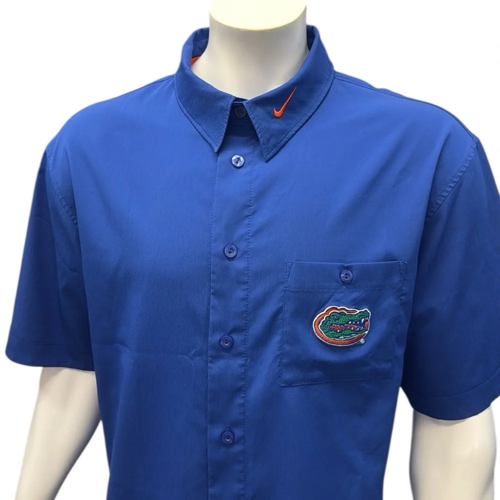 Nike Authentic Team Dri-Fit Florida Gators Blue Embroidered Button Up Shirt XL